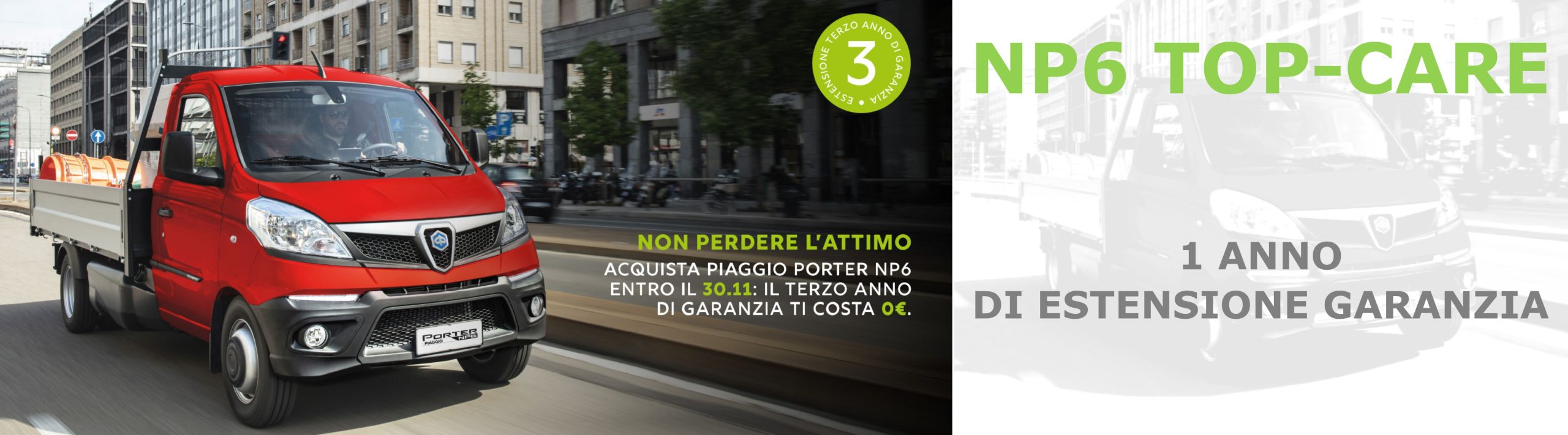 PIAGGIO PORTER NP6 TOP-CARE: 1 anno di estensione di garanzia sull’acquisto del veicolo