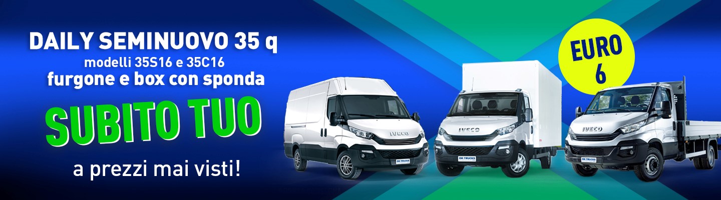 DAILY SEMINUOVO 35S16 a partire da 399,98€! Pochi mezzi disponibili. DAILY SEMINUOVO 35S16 a partire da 399,98€! Pochi mezzi disponibili.
