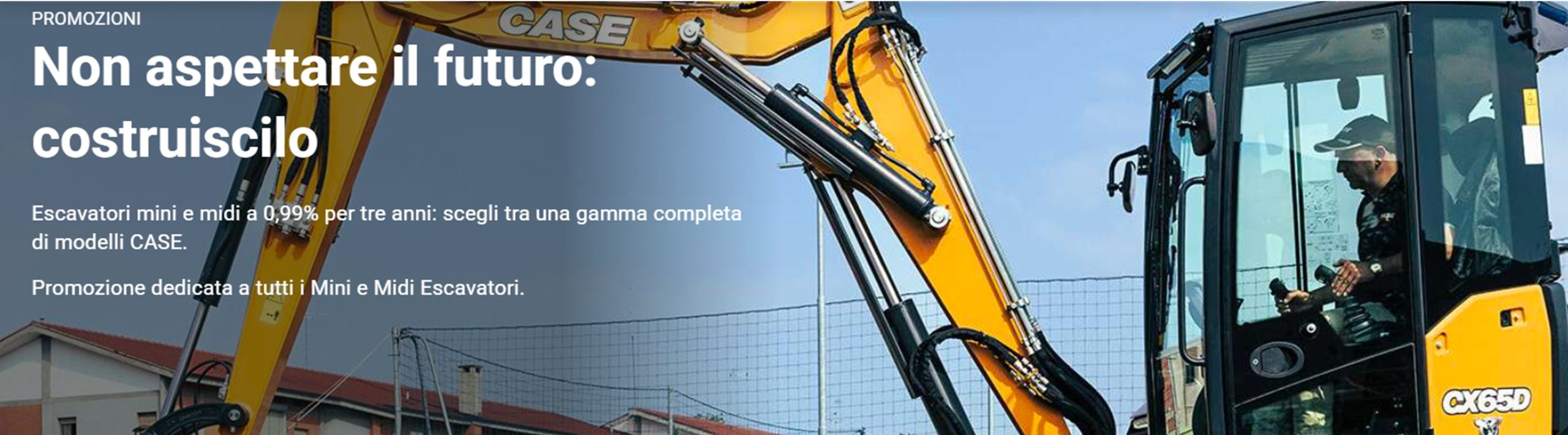 Escavatori mini e midi a 0,99% per tre anni: scegli tra una gamma completa di modelli CASE!